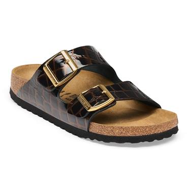 Birkenstock Arizona Leather Croc Print - Black